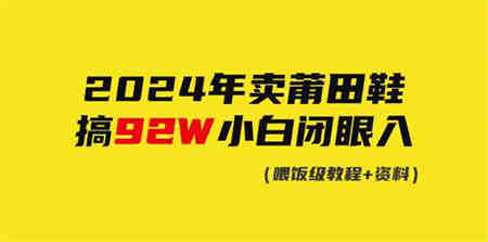 （9329期）2024年卖莆田鞋，搞了92W，小白闭眼操作！-侠客分享网