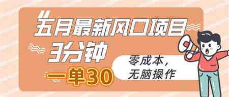 （10256期）五月最新风口项目，3分钟一单30，零成本，无脑操作-侠客分享网