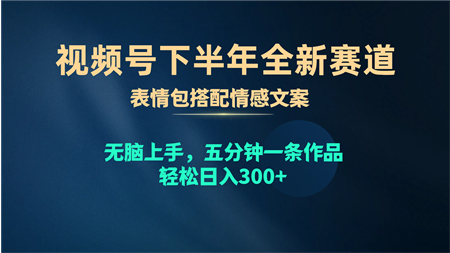 （10267期）视频号下半年全新赛道，表情包搭配情感文案 无脑上手，五分钟一条作品…-侠客分享网