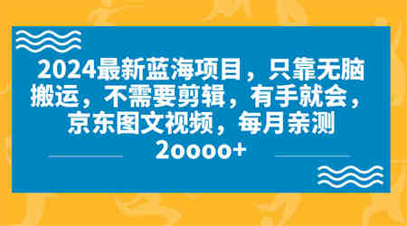 2024蓝海项目，无脑搬运，京东图文视频，每月亲测2oooo+-侠客分享网