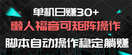 （10277期）单机日赚30+，懒人福音可矩阵，脚本自动操作稳定躺赚-侠客分享网