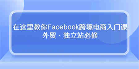 （10259期）在这里教你Facebook跨境电商入门课，外贸·独立站必修-侠客分享网