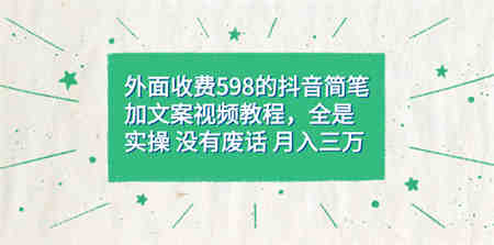 外面收费598抖音简笔加文案教程，全是实操 没有废话 月入三万（教程+资料）-侠客分享网