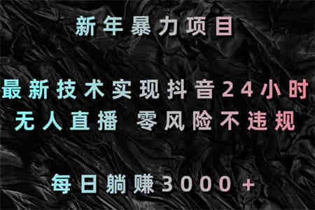 新年暴力项目，最新技术实现抖音24小时无人直播 零风险不违规 每日躺赚3000-侠客分享网