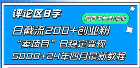 （9851期）评论区8字日载流200+创业粉  日稳定变现5000+24年四月最新教程！-侠客分享网